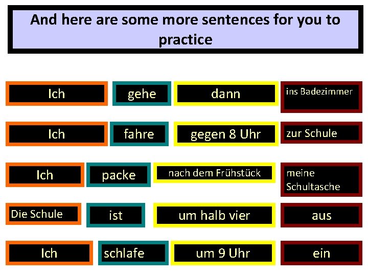 And here are some more sentences for you to practice Ich gehe dann Ich