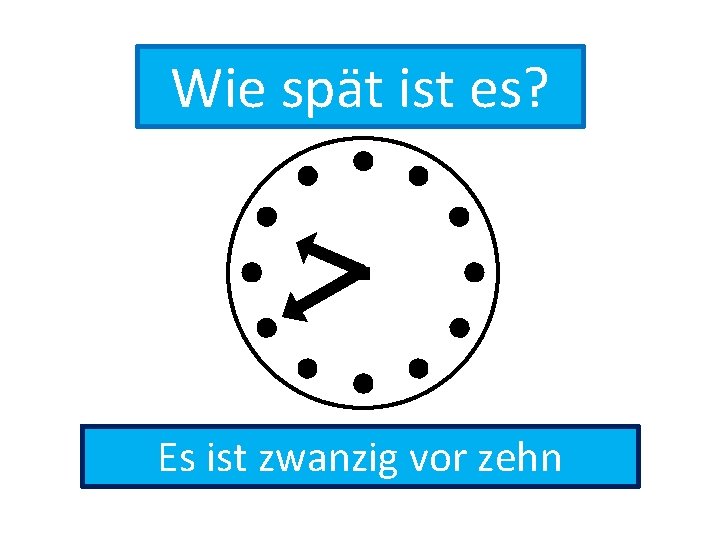 Wie spät ist es? Es ist zwanzig vor zehn 