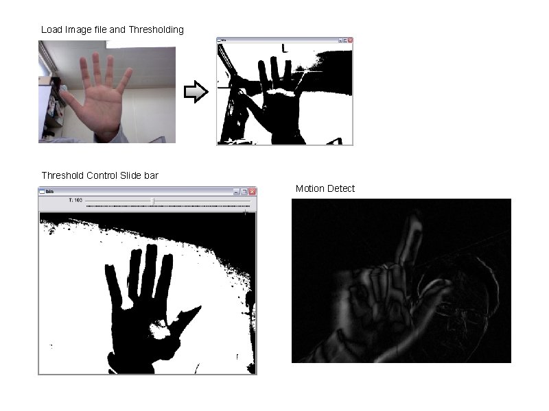 Load Image file and Thresholding Threshold Control Slide bar Motion Detect 