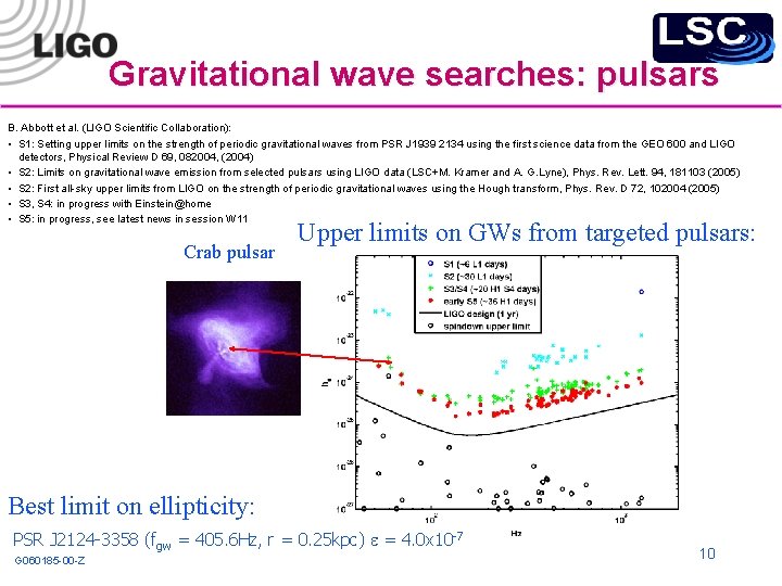 Gravitational wave searches: pulsars B. Abbott et al. (LIGO Scientific Collaboration): § S 1: