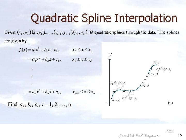 Quadratic Spline Interpolation : //nm. Math. For. College. com http 19 