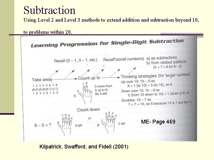 Subtraction Using Level 2 and Level 3 methods to extend addition and subtraction beyond