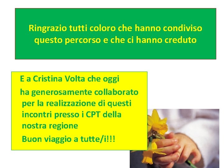 Ringrazio tutti coloro che hanno condiviso questo percorso e che ci hanno creduto E