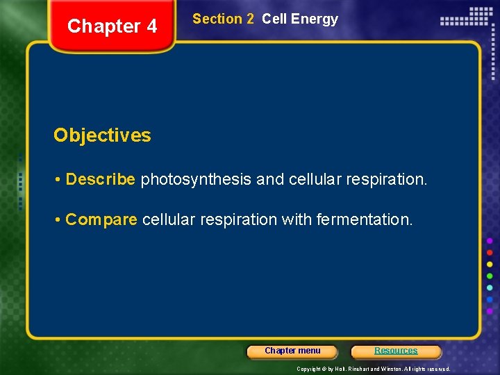 Chapter 4 Section 2 Cell Energy Bellringer Make