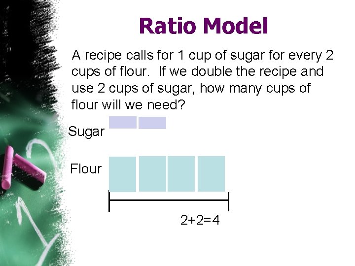 Ratio Model A recipe calls for 1 cup of sugar for every 2 cups