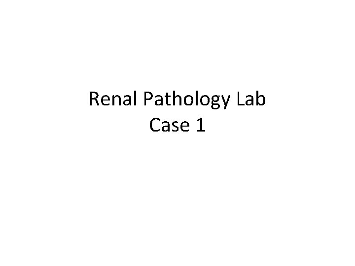 Renal Pathology Lab Case 1 