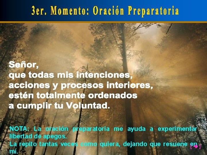NOTA: La oración preparatoria me ayuda a experimentar libertad de apegos. La repito tantas