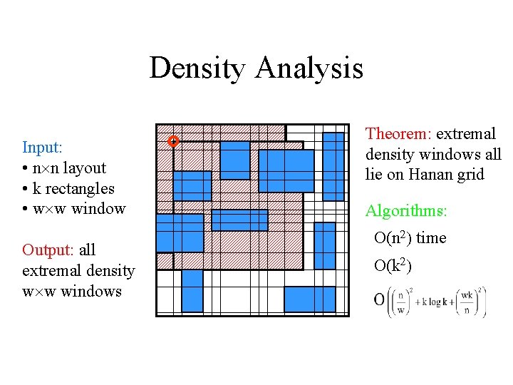 Density Analysis Input: • n´n layout • k rectangles • w´w window Output: all