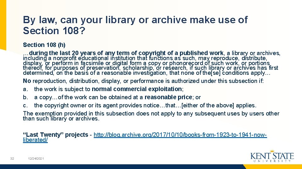 By law, can your library or archive make use of Section 108? Section 108