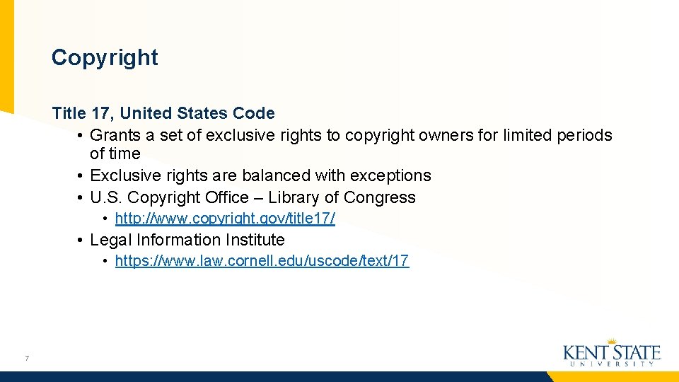 Copyright Title 17, United States Code • Grants a set of exclusive rights to