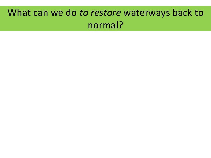 What can we do to restore waterways back to normal? 