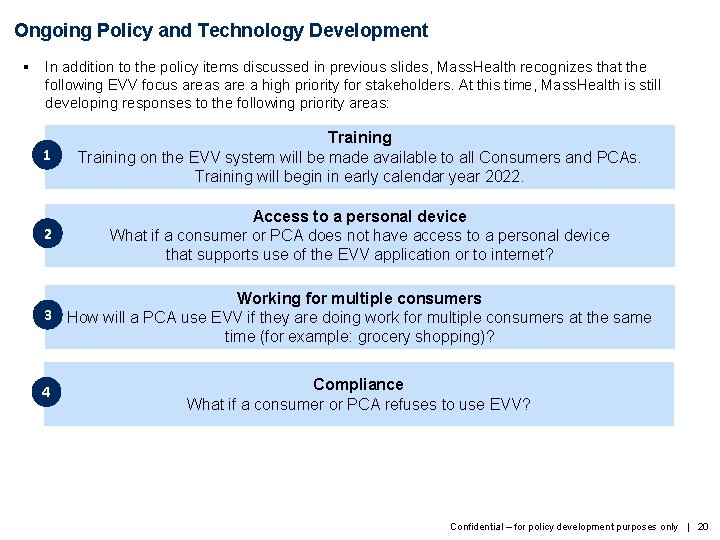 Ongoing Policy and Technology Development § In addition to the policy items discussed in