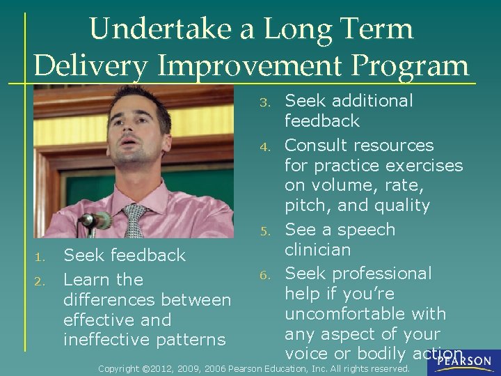 Undertake a Long Term Delivery Improvement Program 3. 4. 5. 1. 2. Seek feedback