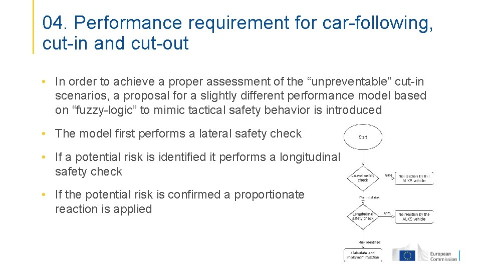 04. Performance requirement for car-following, cut-in and cut-out • In order to achieve a