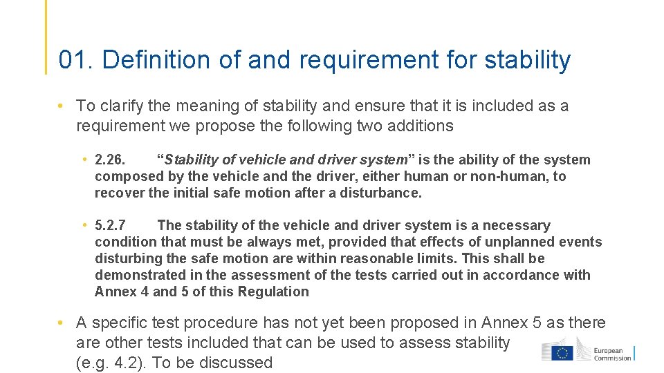 01. Definition of and requirement for stability • To clarify the meaning of stability