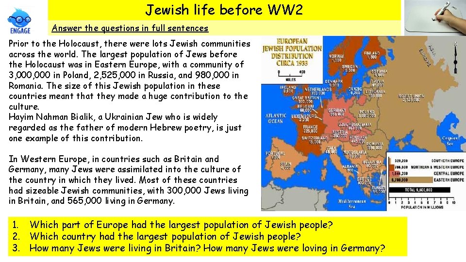 Jewish life before WW 2 Answer the questions in full sentences Prior to the