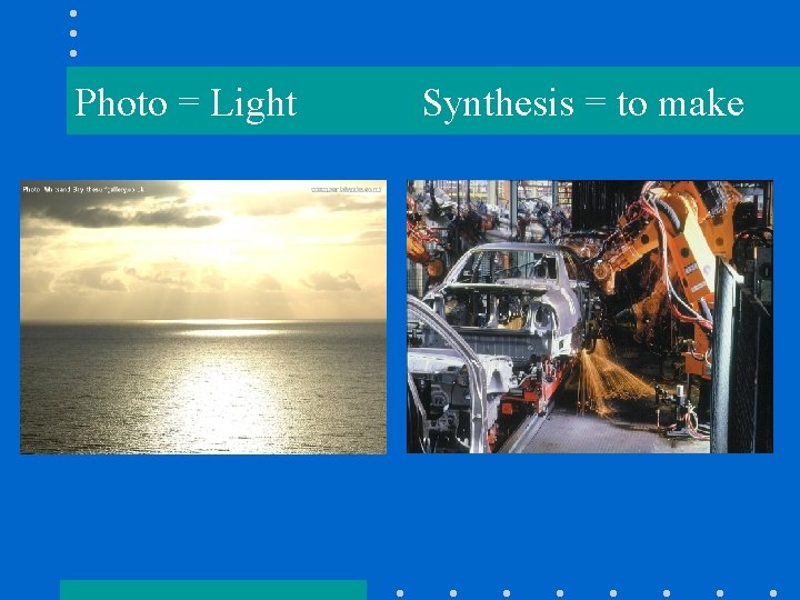 Photo = Light Synthesis = to make 