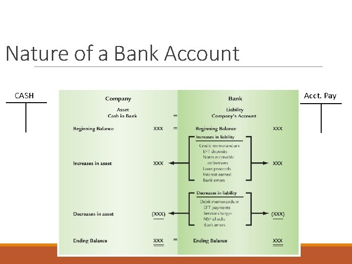 Nature of a Bank Account CASH Acct. Pay 