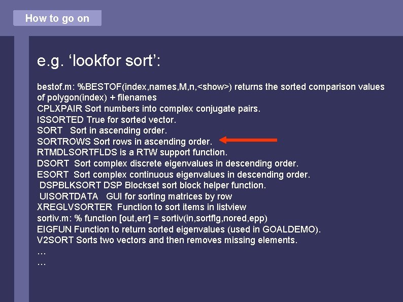 How to go on e. g. ‘lookfor sort’: bestof. m: %BESTOF(index, names, M, n,