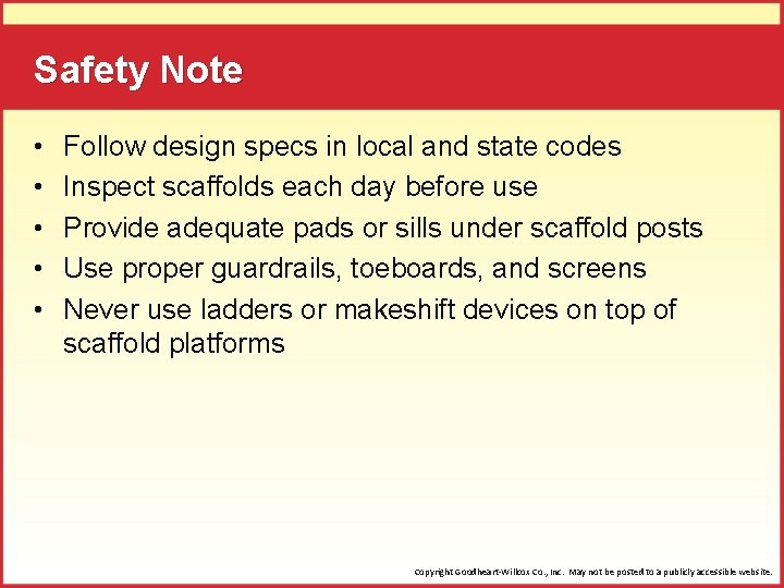 Safety Note • • • Follow design specs in local and state codes Inspect