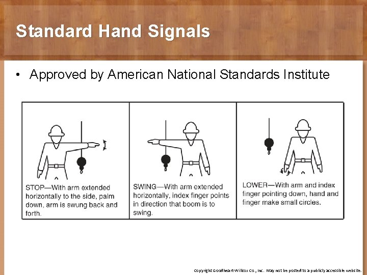 Standard Hand Signals • Approved by American National Standards Institute Copyright Goodheart-Willcox Co. ,