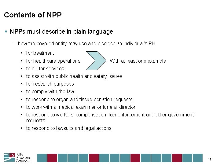 Contents of NPP § NPPs must describe in plain language: – how the covered