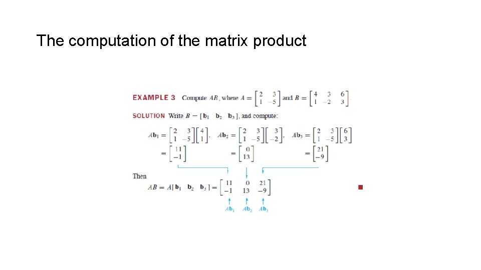 The computation of the matrix product 