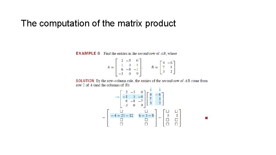 The computation of the matrix product 