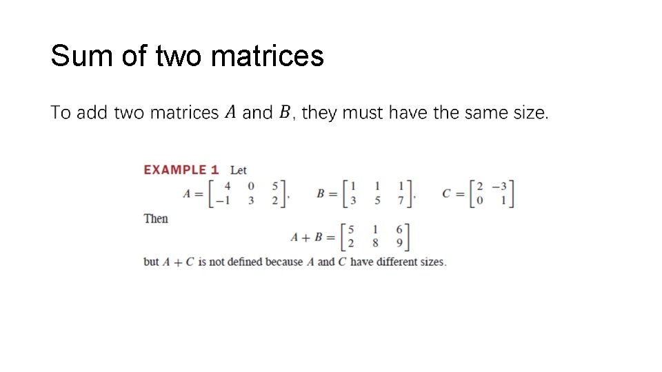 Sum of two matrices • 