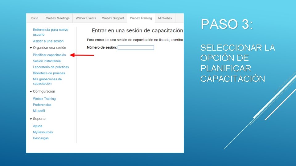PASO 3: SELECCIONAR LA OPCIÓN DE PLANIFICAR CAPACITACIÓN 