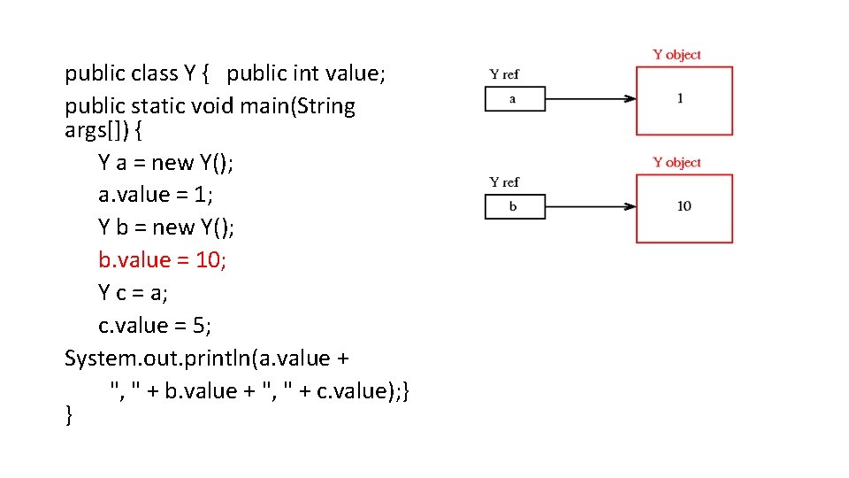 public class Y { public int value; public static void main(String args[]) { Y