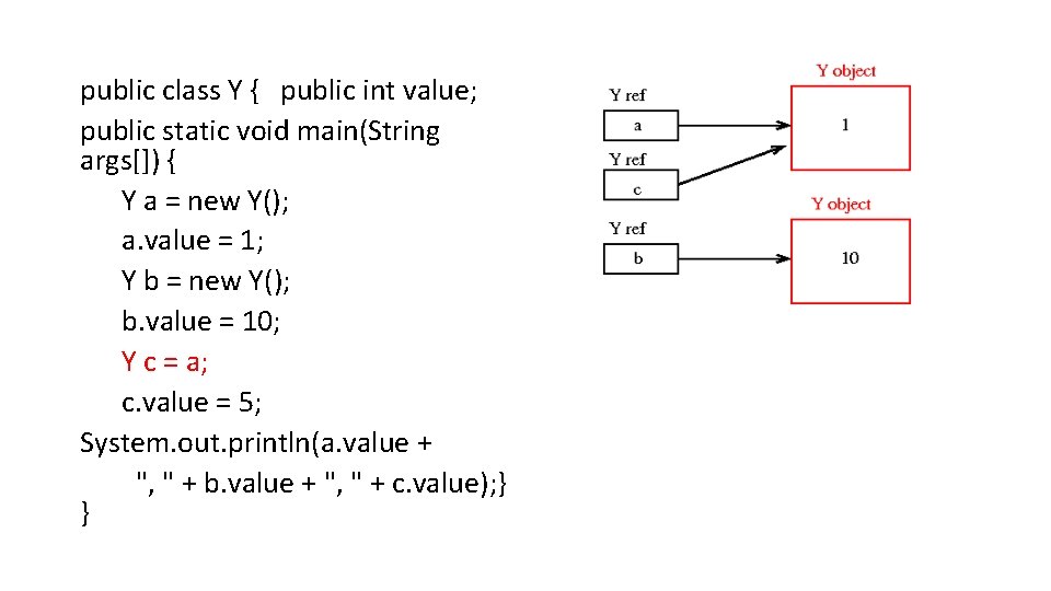 public class Y { public int value; public static void main(String args[]) { Y