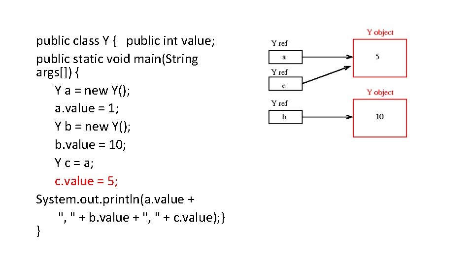 public class Y { public int value; public static void main(String args[]) { Y