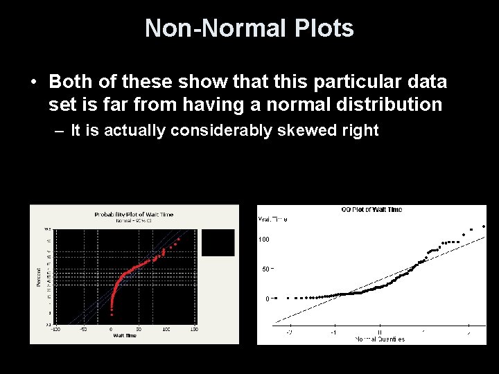 Non-Normal Plots • Both of these show that this particular data set is far