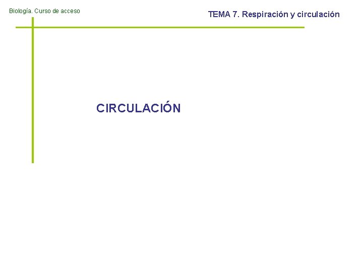 Biología. Curso de acceso TEMA 7. Respiración y circulación CIRCULACIÓN 