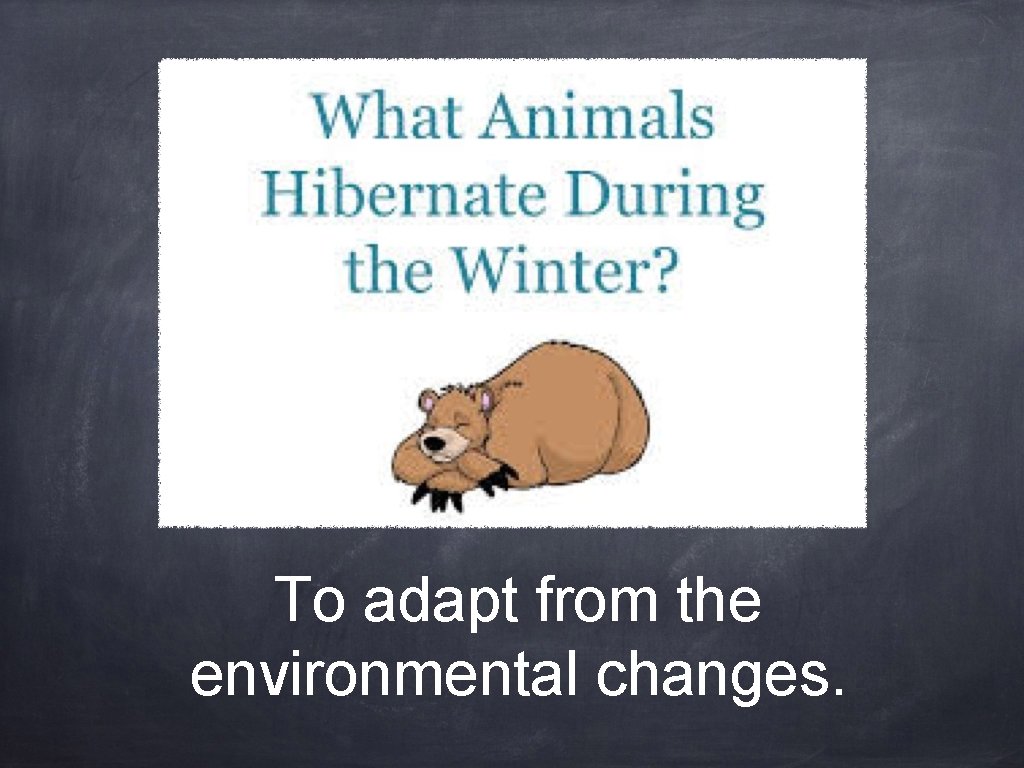 To adapt from the environmental changes. 