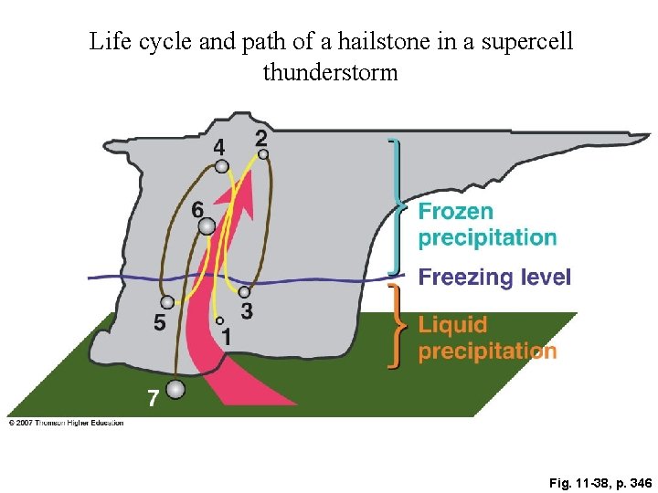 Life cycle and path of a hailstone in a supercell thunderstorm Fig. 11 -38,