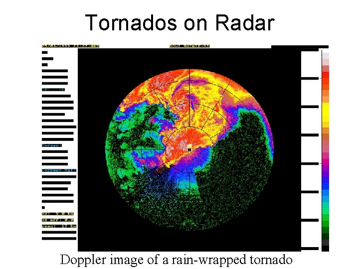 Tornados on Radar Doppler image of a rain-wrapped tornado 