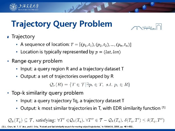 Trajectory Query Problem ▪ [1] L. Chen, M. T. O¨ zsu, and V. Oria,
