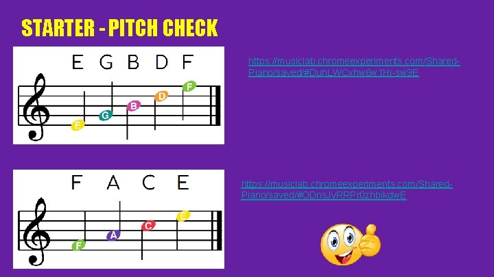STARTER - PITCH CHECK https: //musiclab. chromeexperiments. com/Shared. Piano/saved/#Duh. LWCxhw 6 w 1 Hi-sw