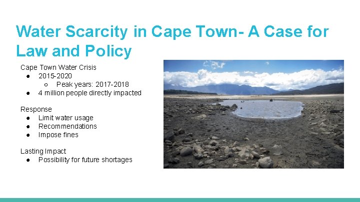 Water Scarcity in Cape Town- A Case for Law and Policy Cape Town Water