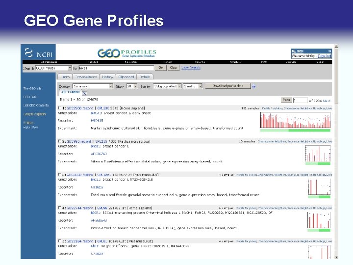 GEO Gene Profiles 