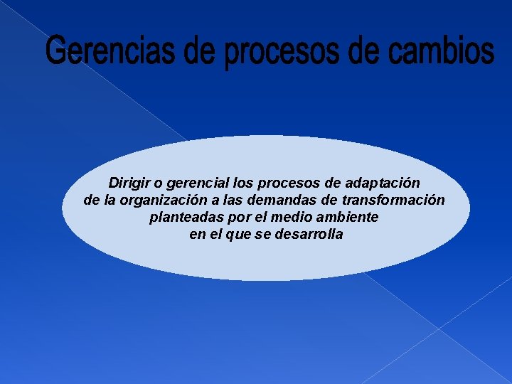 Dirigir o gerencial los procesos de adaptación de la organización a las demandas de