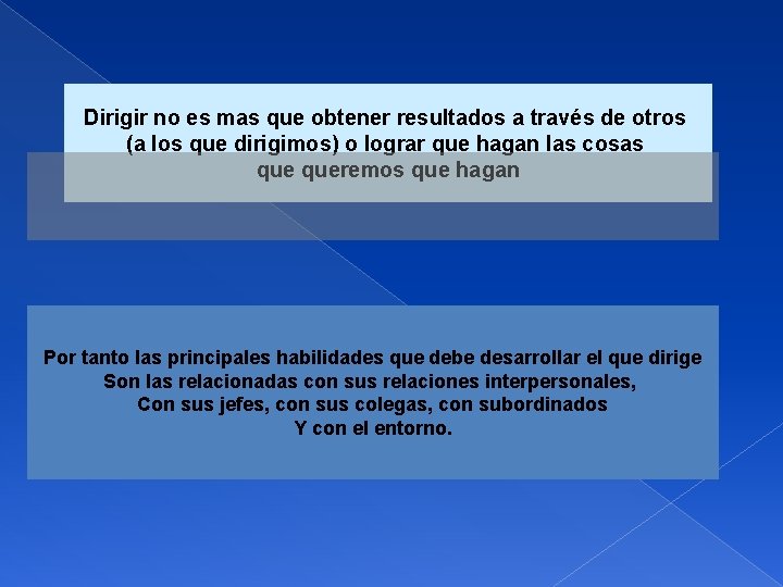 Dirigir no es mas que obtener resultados a través de otros (a los que