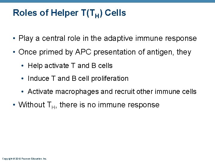 Roles of Helper T(TH) Cells • Play a central role in the adaptive immune