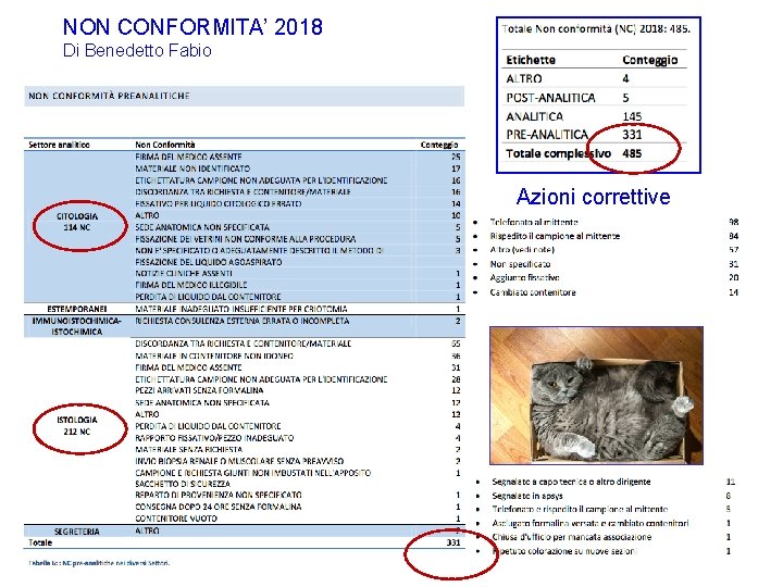 NON CONFORMITA’ 2018 Di Benedetto Fabio Azioni correttive 