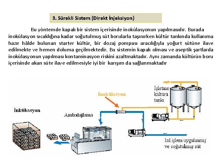 3. Sürekli Sistem (Direkt İnjeksiyon) Bu yöntemde kapalı bir sistem içerisinde inokülasyonun yapılmasıdır. Burada