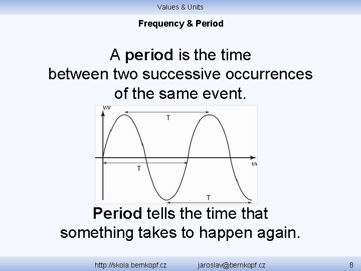 Values & Units Frequency & Period A period is the time between two successive