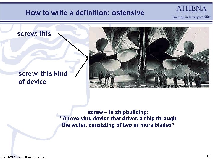 How to write a definition: ostensive screw: this kind of device screw – In