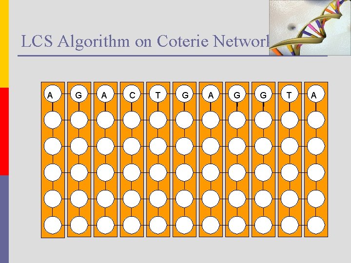 LCS Algorithm on Coterie Network A G A C T G A G G
